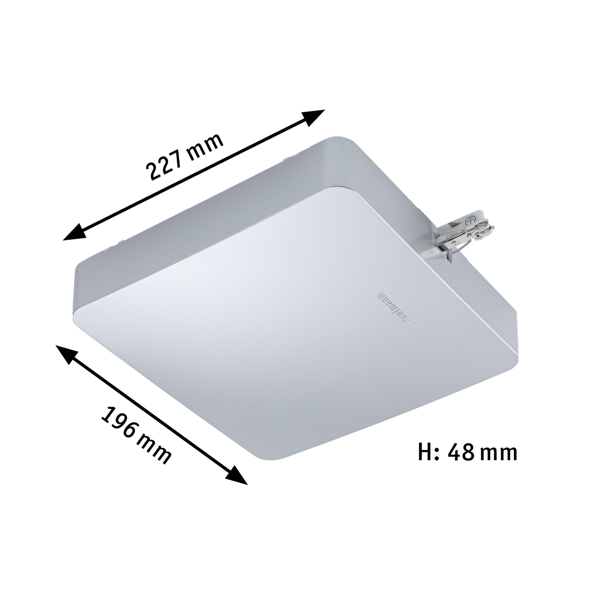 Weißes quadratisches LED-Panel aus Aluminium mit Maßen 227x196x48 mm für moderne Beleuchtung