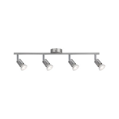 Vierlicht LED-plafondspot van geborsteld zilverkleurig aluminium voor moderne verlichting