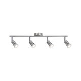 Vierflammiger LED-Deckenstrahler aus gebürstetem Aluminium in Silber für moderne Raumbeleuchtung