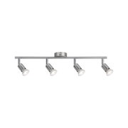 Vierflammiger LED-Deckenstrahler aus gebürstetem Aluminium in Silber für moderne Raumbeleuchtung