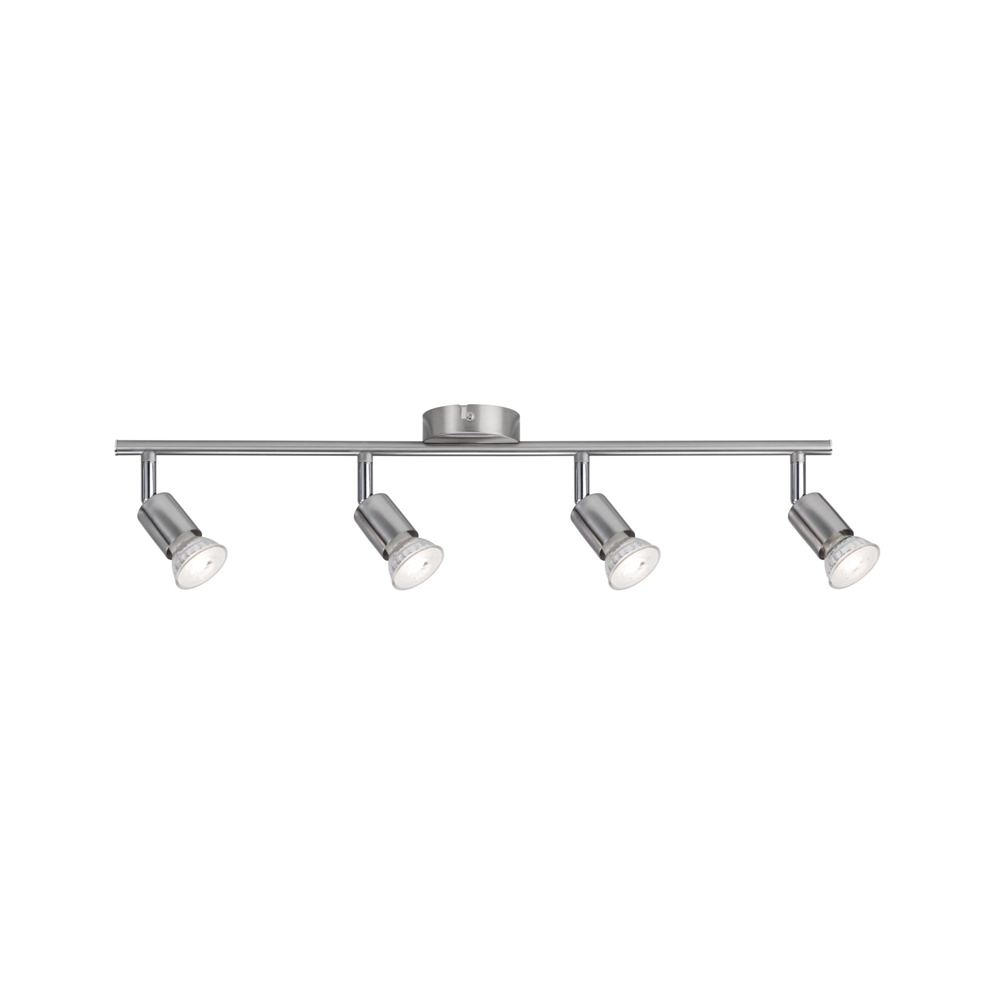 Vierflammiger LED-Deckenstrahler aus gebürstetem Aluminium in Silber für moderne Raumbeleuchtung
