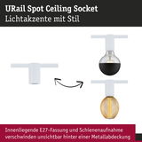 Weißer URail Spot Deckenanschluss mit verdeckter E27-Fassung für stilvolle Lichtakzente und Schienenmontage