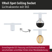 URail Spot Deckenfassung in Weiß mit E27-Fassung für stilvolle Lichtakzente und Schienensystem