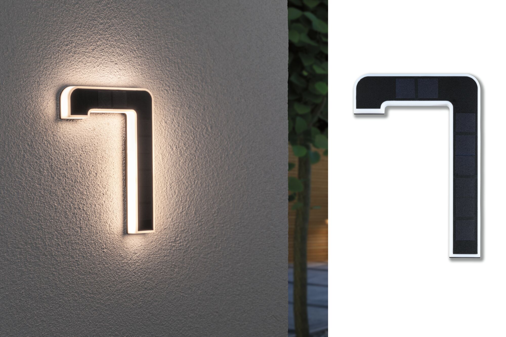 Nowoczesna czarna lampa ścienna LED z panelem solarnym i ciepłym światłem do użytku zewnętrznego