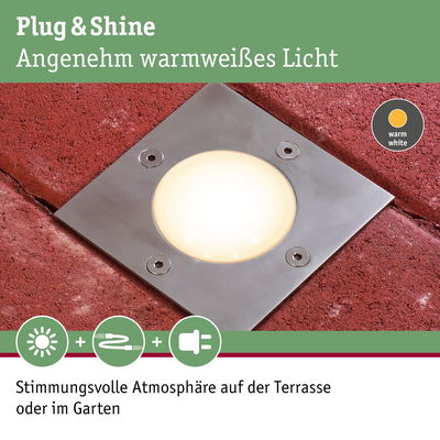 Edelstahl Bodeneinbauleuchte mit warmweißem Licht für stimmungsvolle Garten- und Terrassenbeleuchtung
