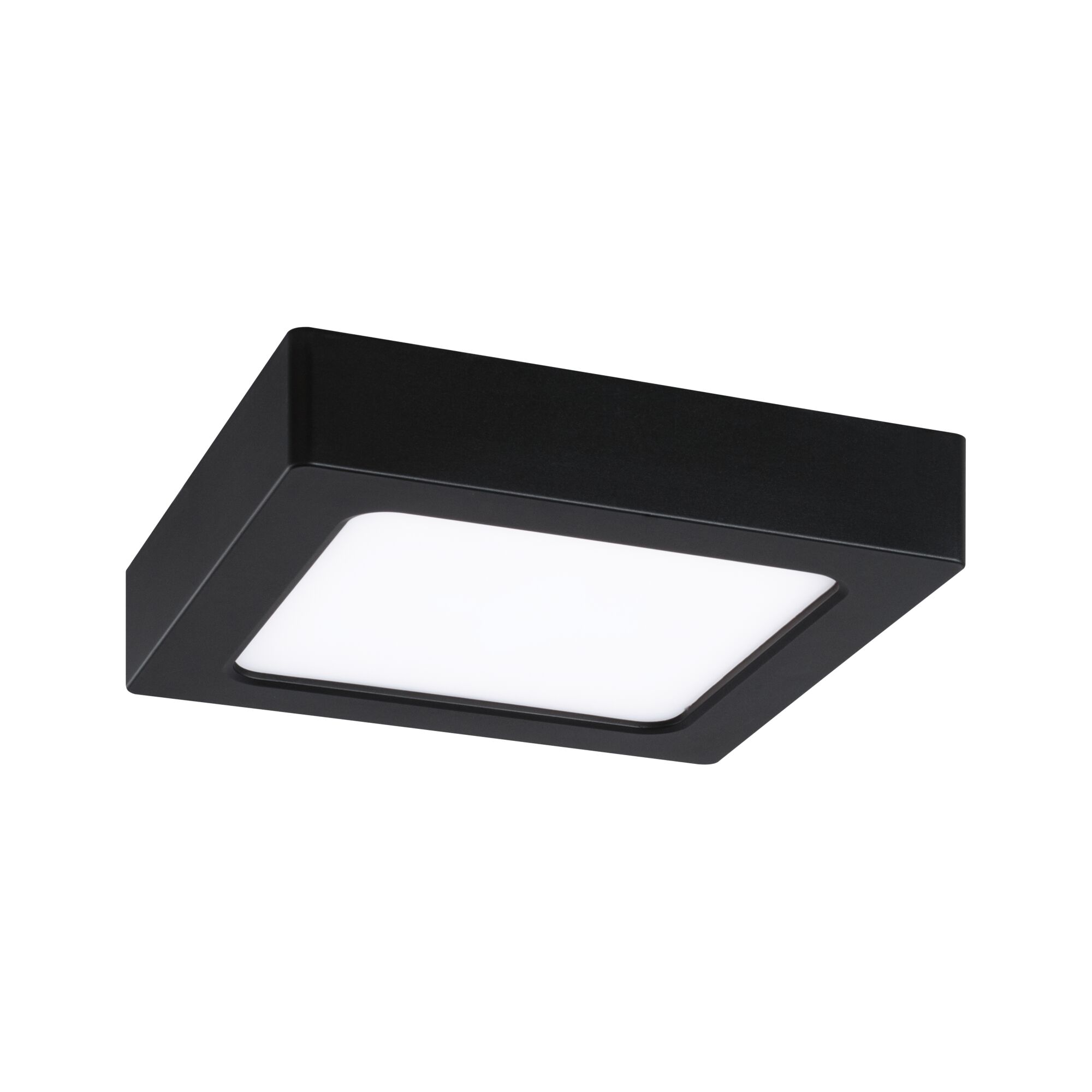 Schwarze quadratische LED-Deckenleuchte mit weißem Diffusor aus Kunststoff für modernes Raumlicht