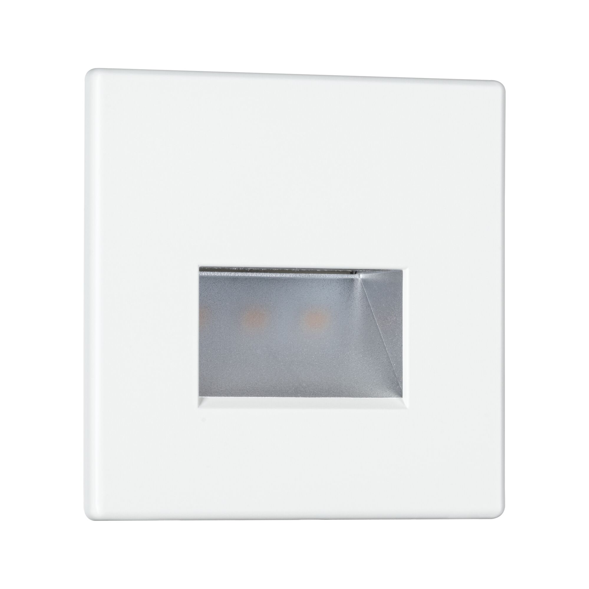 Weißer quadratischer LED-Wandeinbauleuchte mit rechteckigem Lichtaustritt aus Kunststoff
