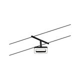 Zwarte LED-kabelspot met rechthoekige lichtbehuizing en modern ontwerp voor binnenverlichting.