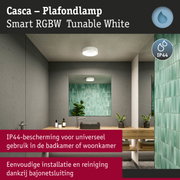 Witte Casca Smart RGBW plafondlamp met IP44 bescherming, geschikt voor badkamer en woonkamer