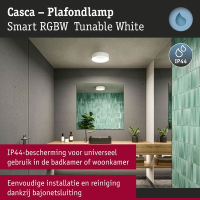 Casca Smart RGBW witte plafondlamp met IP44 bescherming voor badkamer en woonkamer