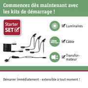 Kit de démarrage avec projecteurs LED noirs, câble et transformateur pour éclairage extérieur