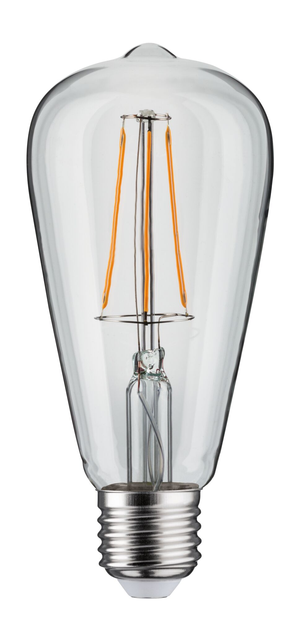 Transparent LED filament bulb with E27 base made of glass for energy-saving lighting