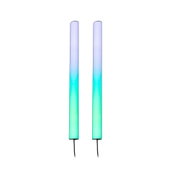 Two slim LED light bars with blue-green gradient, modern ambient lighting with cable connection.