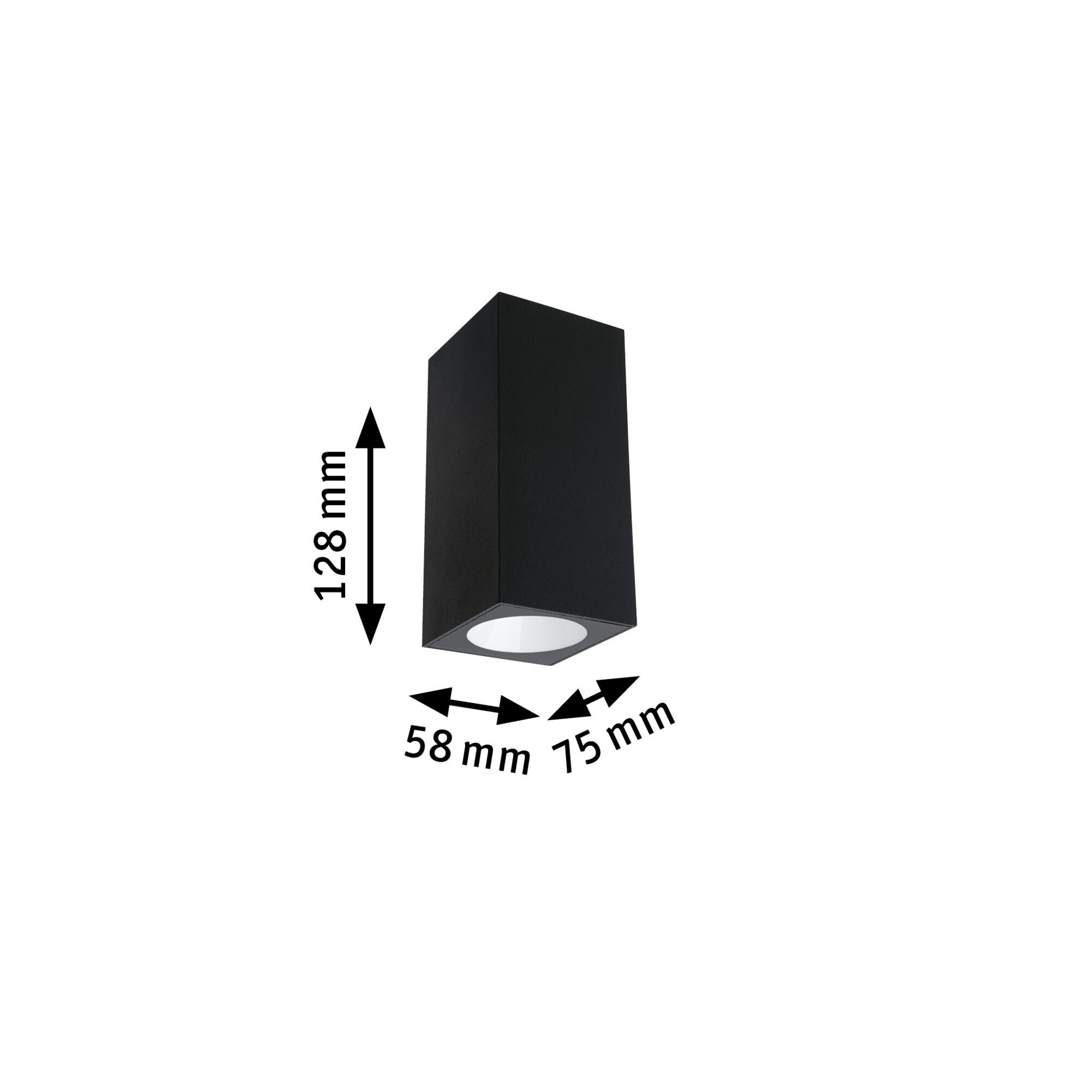 Plafonnier LED rectangulaire noir en métal de 128x75x58 mm pour éclairage intérieur moderne