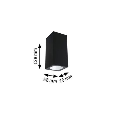 Plafonnier LED rectangulaire noir en métal de 128x75x58 mm pour éclairage intérieur moderne