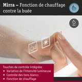 Main utilisant un contrôle tactile sur une surface vitrée embuée avec fonction chauffage anti-buée