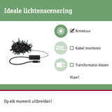 Zwart LED-lichtsnoer met groene lampjes en stekker voor eenvoudige installatie en uitbreiding