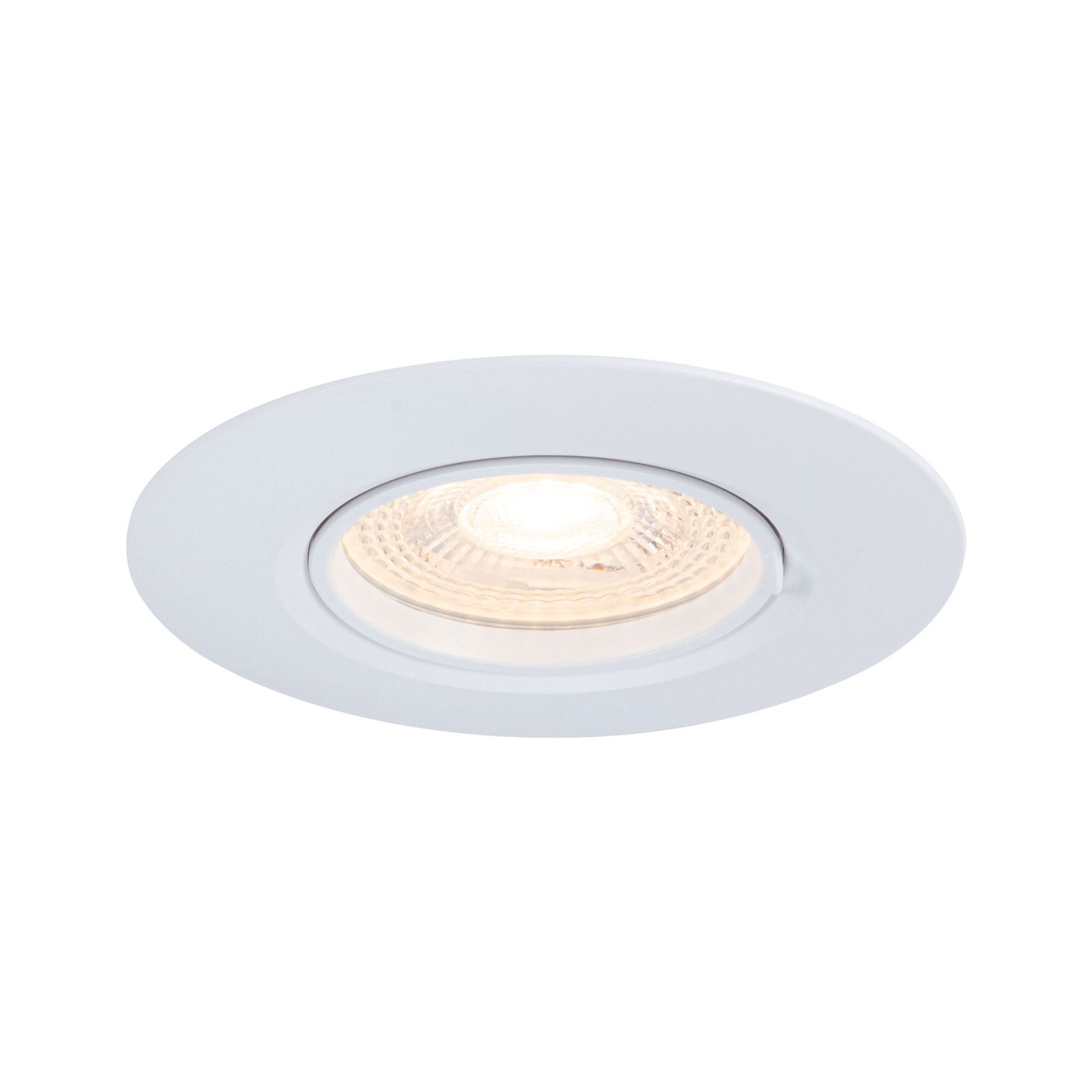 Round white metal LED recessed spotlight with warm white light for modern indoor lighting