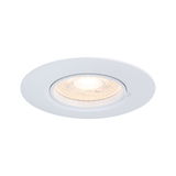 Round white metal LED recessed spotlight with warm white light for modern indoor lighting