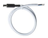 Weißes Anschlusskabel mit schwarzem Stecker und zwei blanken Drahtenden für LED-Beleuchtung