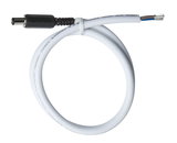 White connection cable with black plug and two bare wire ends for LED lighting use