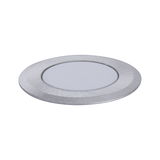 Round LED recessed panel in brushed silver aluminum for energy-efficient room lighting