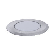 Round LED recessed panel made of brushed silver aluminium for energy-efficient lighting