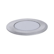 Round LED recessed panel made of brushed silver aluminium for energy-efficient lighting