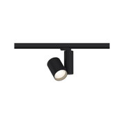 Black metal LED spotlight with adjustable head for flexible accent lighting in interiors