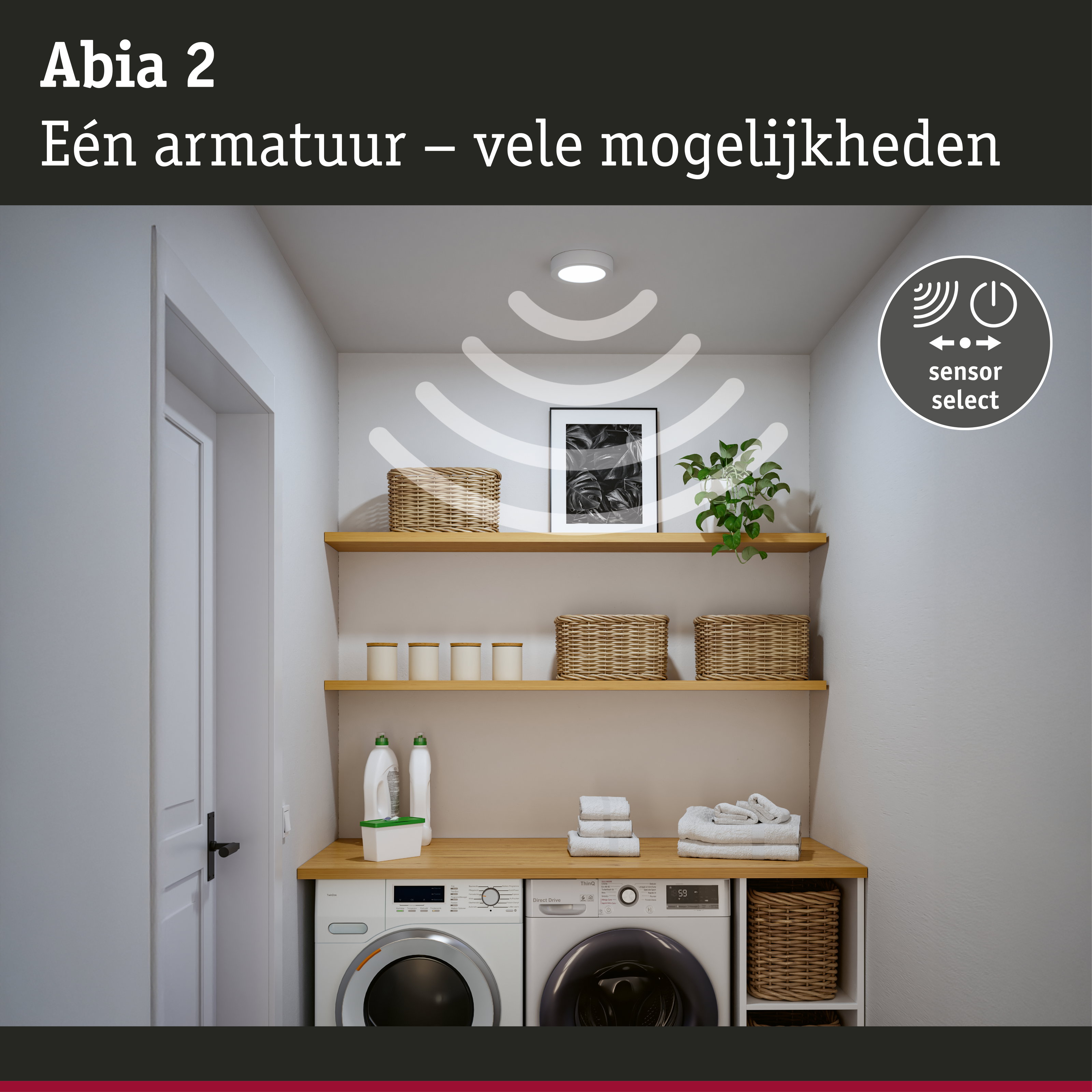 LED-paneel Abia 2 White Select Schemergestuurde bewegingsmelder (HF) rond 170mm 9,5W 1100lm White Select Wit