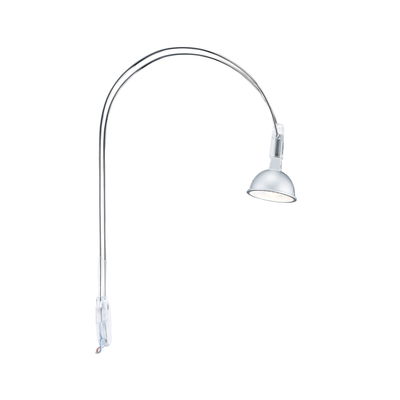 Booglamp met zilveren metalen boog en matte zilveren kap voor moderne binnenverlichting