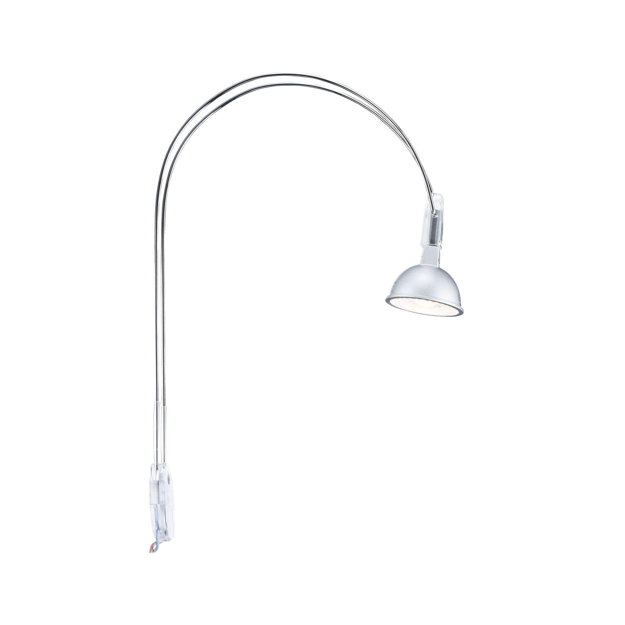Lampadaire arche en métal argenté avec abat-jour argent mat pour éclairage intérieur moderne