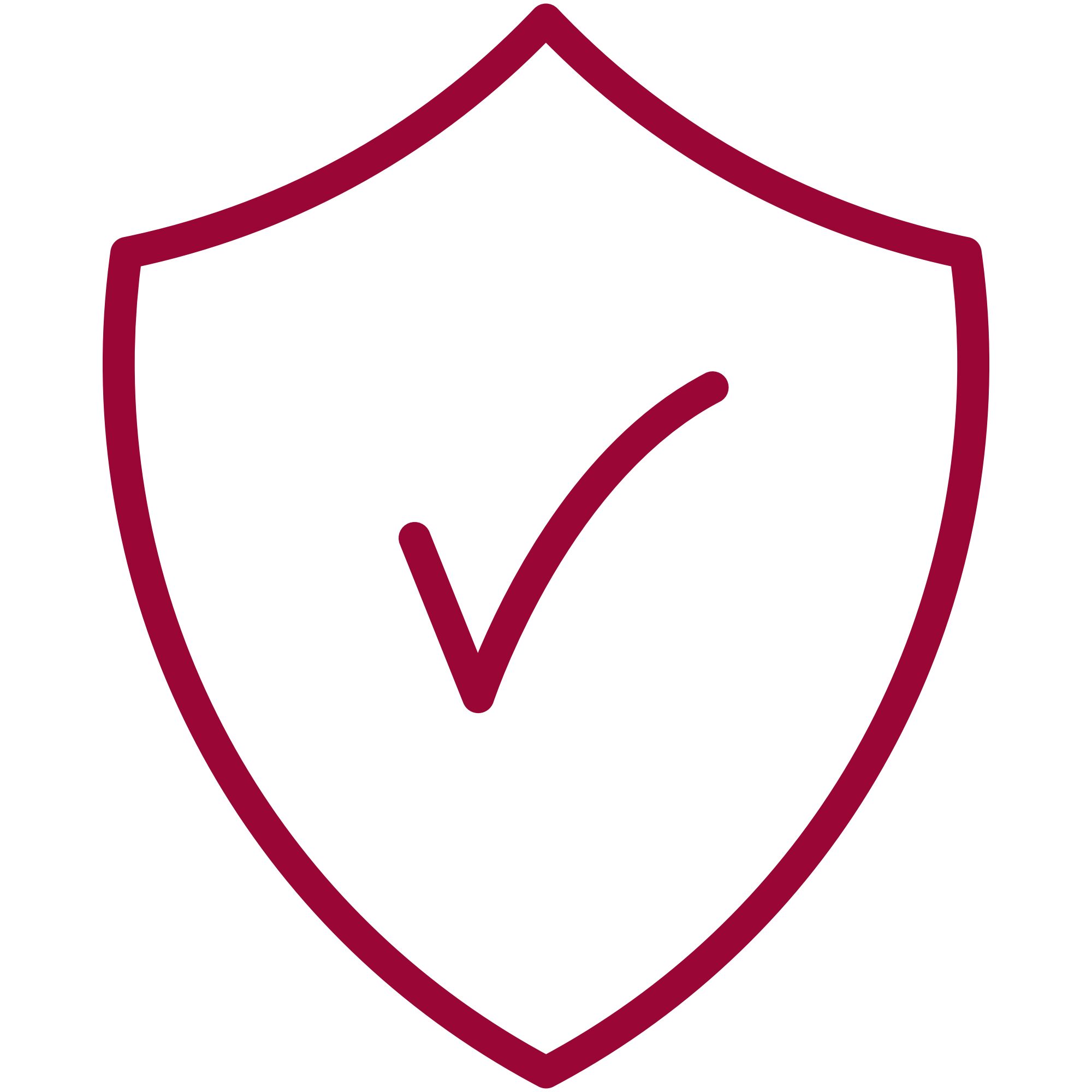 Rotes Schildsymbol mit Häkchen für Schutz und Sicherheit in Produktvorteilen