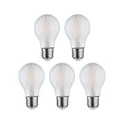 Fünf klare LED-Glühbirnen mit E27-Fassung für energiesparende Beleuchtung im Set.