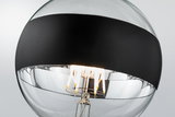 Moderne Glühbirne mit schwarzem Band und sichtbaren LED-Filamenten für dekorative Beleuchtung
