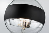 Moderne Glühbirne mit schwarzem Band und sichtbaren LED-Filamenten für dekorative Beleuchtung