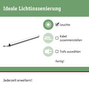 Schwarze LED-Leuchte mit weißem Lichtstreifen und Kabel für flexible Lichtinszenierung