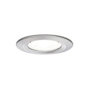 Round recessed LED light made of brushed aluminum in silver for modern room lighting