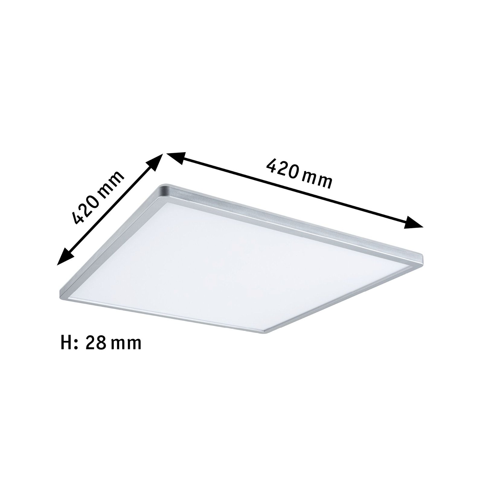 3-Step-Dim matt Shine Backlight Atria Panel LED 4000K eckig Chrom dimmbar 420x420mm 2200lm 22W