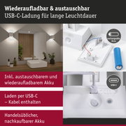 Wiederaufladbare weiße LED-Wandleuchte mit USB-C-Ladung und austauschbarem Akku für langes Licht