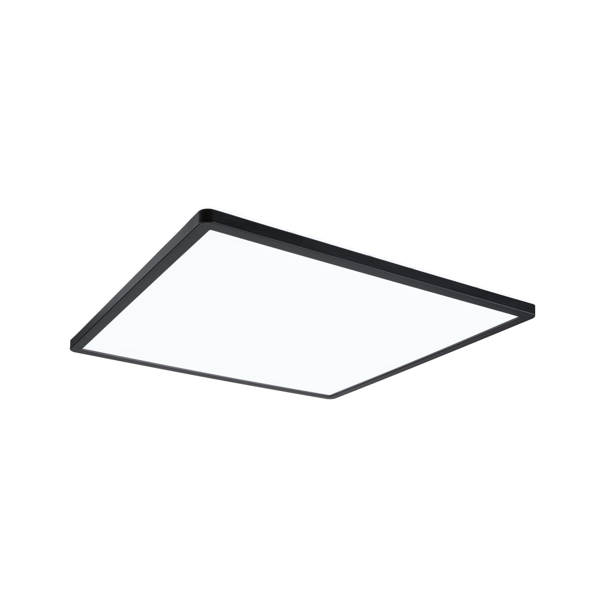 Schwarzes quadratisches LED-Deckenpanel mit weißer Lichtfläche für moderne Raumbeleuchtung