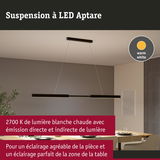 Suspension LED noire Aptare avec lumière blanc chaud pour un éclairage agréable de la salle à manger