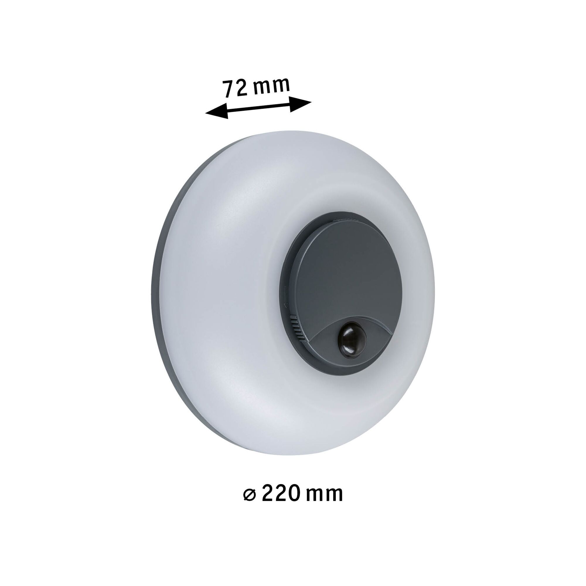 Applique d'extérieur LED Aureva incl. détecteur de mouvement IP65 rond 220mm 2200 - 4000K 20,5W 1630lm 230V Anthracite/Blanc Polycarbonate
