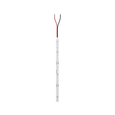 Slim white LED strip light with red and black wires for versatile lighting solutions