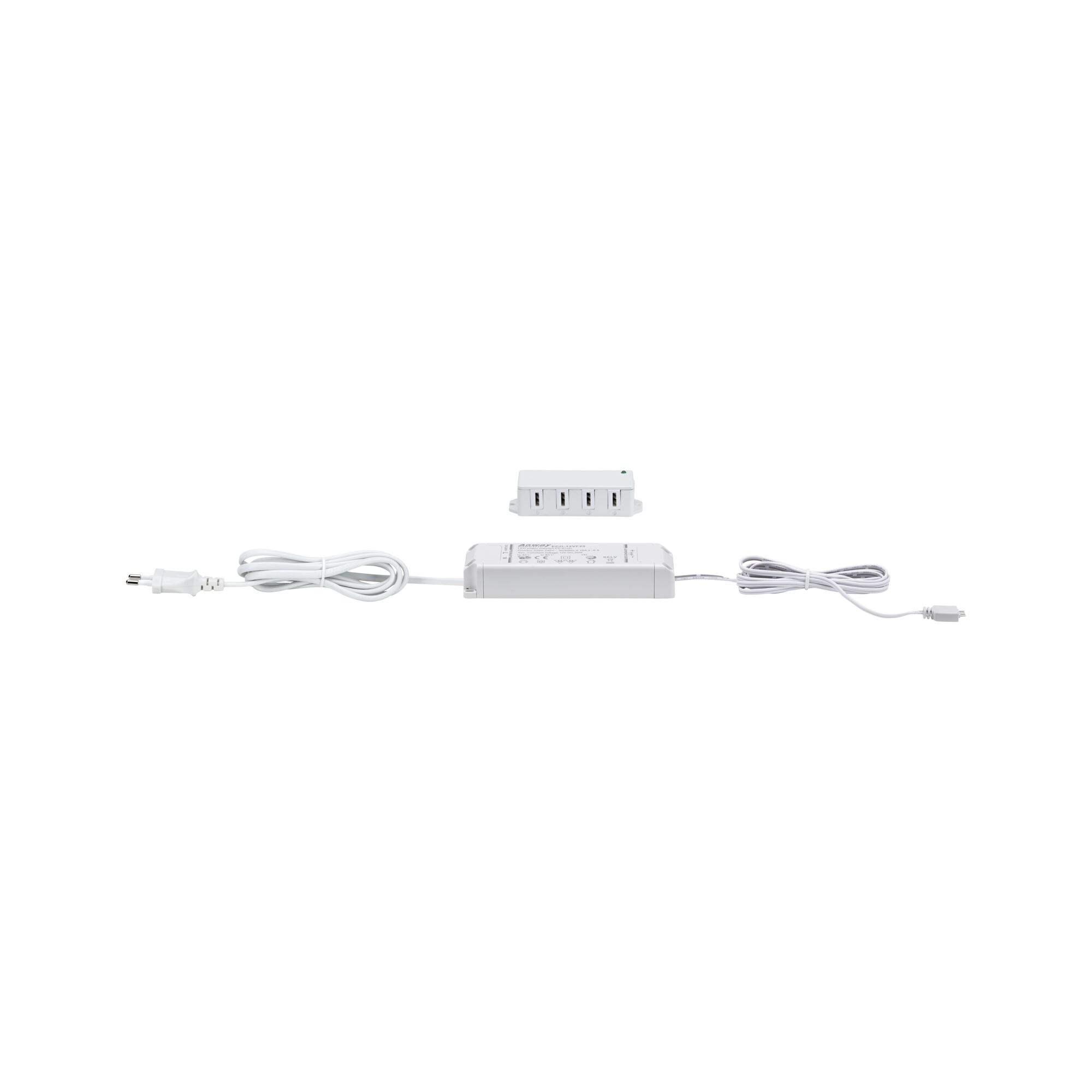 White LED power supply with cable and splitter for energy-efficient lighting systems
