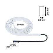 Weißes LED-Lichtband 500 cm lang, 17,5 mm hoch, 8,8 mm breit mit 30 cm Anschlusskabel für flexible Beleuchtung