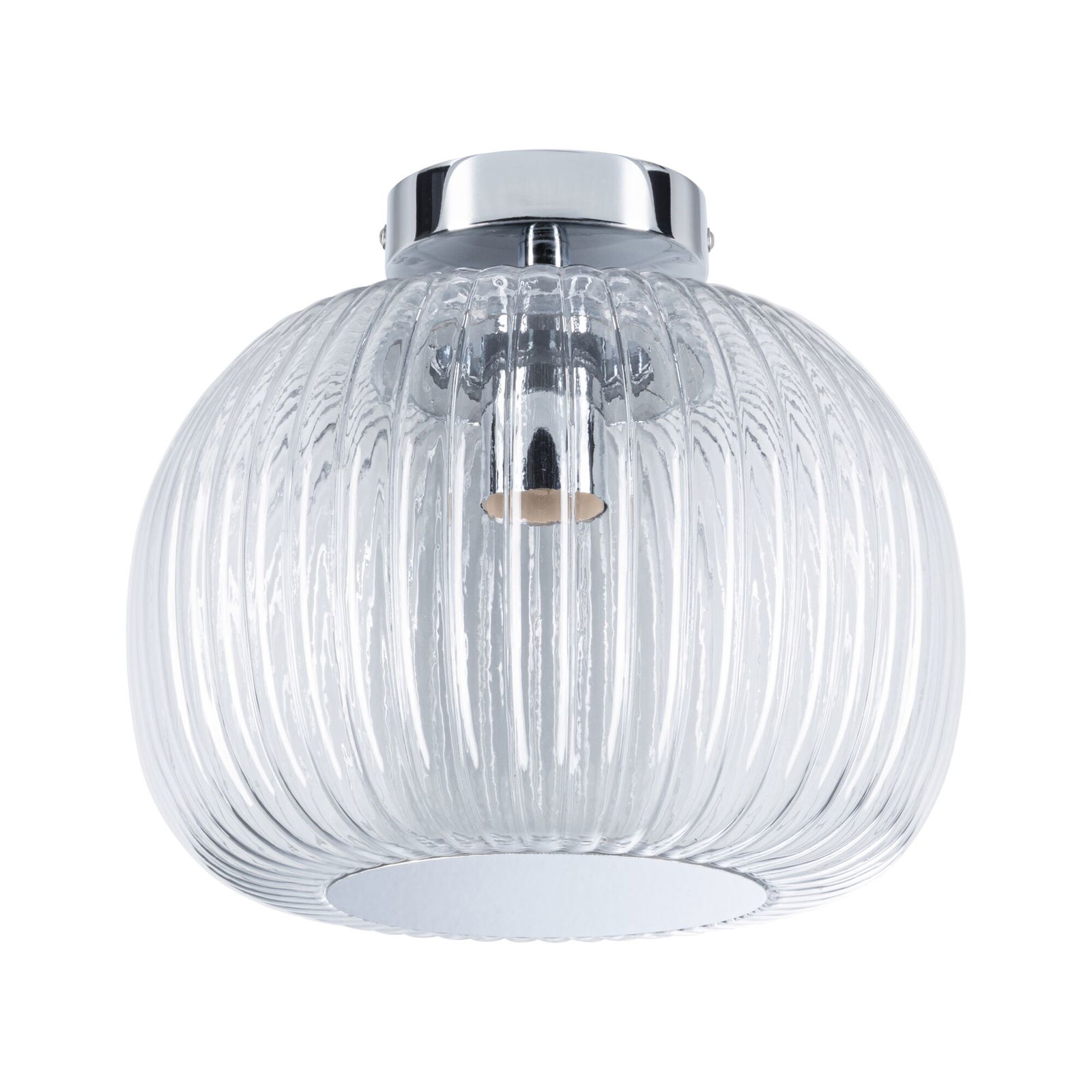 Plafonnier LED Ruya IP44 E27 230V max. 60W gradable Verre/Chrome