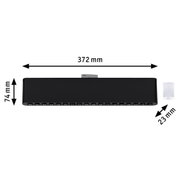 Black metal LED track measuring 372 mm length and 74 mm height for modern lighting setups