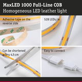 MaxLED 1000 COB LED strip with adhesive tape, 528 LEDs per meter, cuttable every 4.5 cm, easy to connect