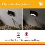 Solarbetriebene Außenwandleuchte in Schwarz mit Akku, lädt 8 Stunden Sonnenlicht, leuchtet 12 Stunden.